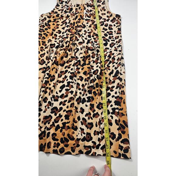 Calvin klein 2 / 4 (?) S LEAPORD PRINT lined swing shift pleat dress career EUC - Picture 7 of 7